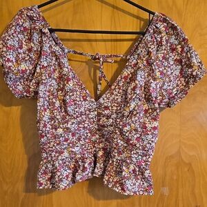 Sim And Sam Floral Puff Sleeve Top